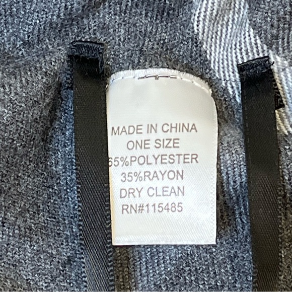 Gray Plaid Windowpane Cozy Zip Poncho Cape Shawl - Picture 5 of 5